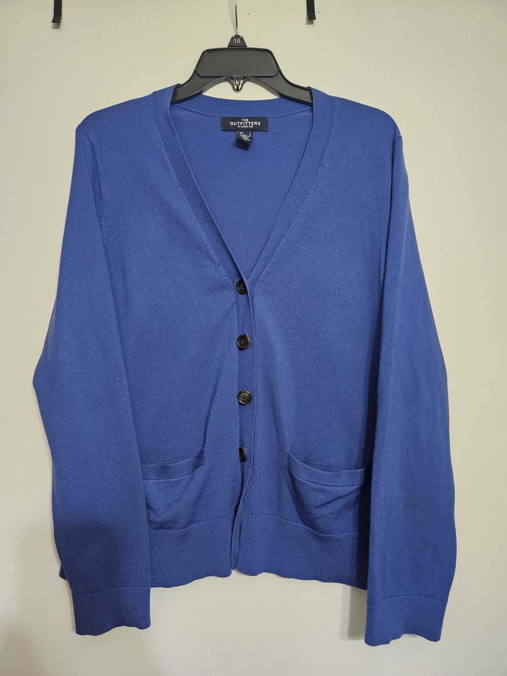 Lands' End Royal Blue V-Neck Button Cardigan
